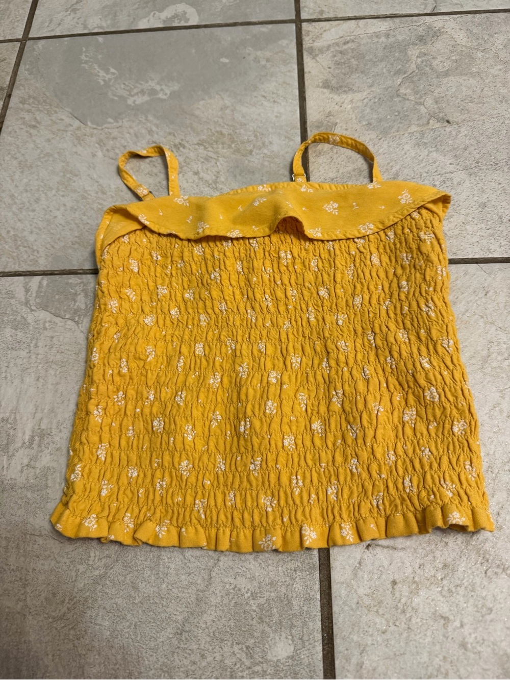 abercrombie kids Yellow Smocked Floral Tank Top